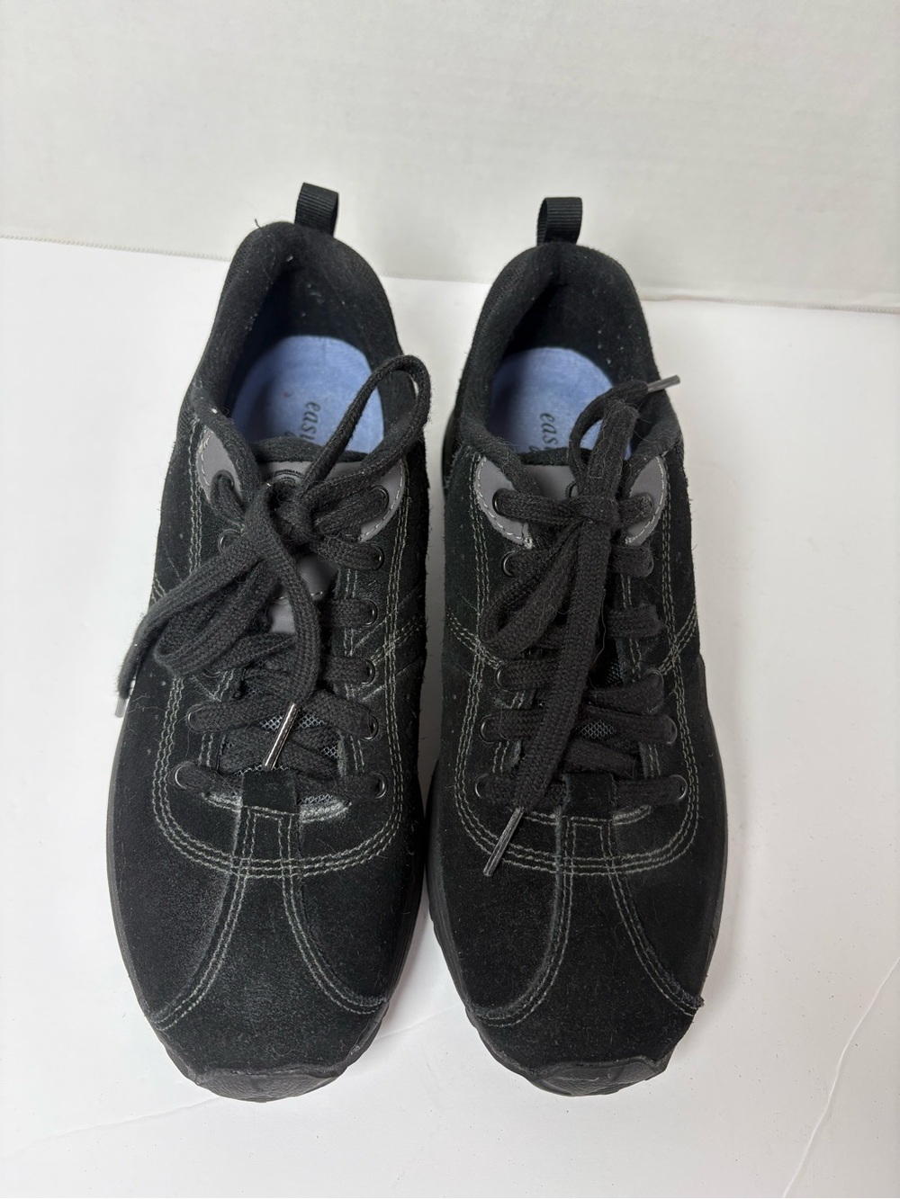 Easy Spirit Windchills Black Suede Low-top Walking Sneakers Lace-up Size 8